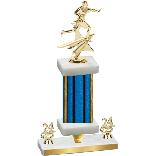Premium Single Blue Glacier Year Flag Football Trophy