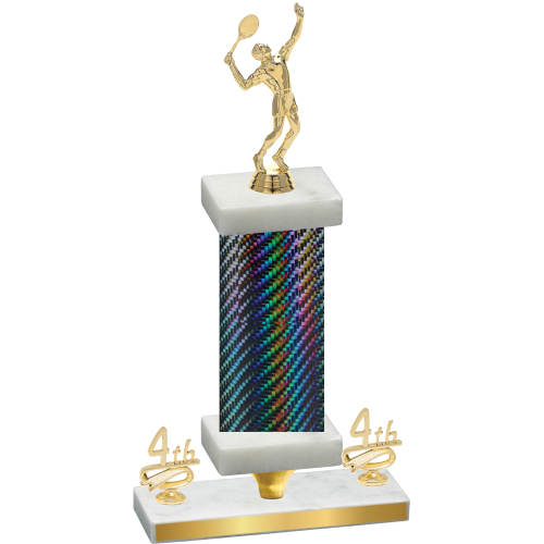 Premium Single Black Carbon Fiber Fourth Place Tennis Trophy