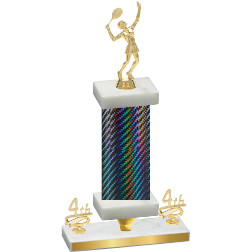 Premium Single Black Carbon Fiber Fourth Place Tennis Trophy