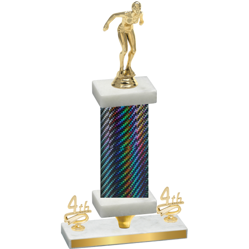 Premium Single Black Carbon Fiber Fourth Place Tennis Trophy