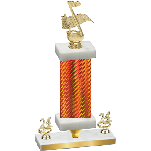 Premium Single Orange Carbon Fiber Year Music Trophy