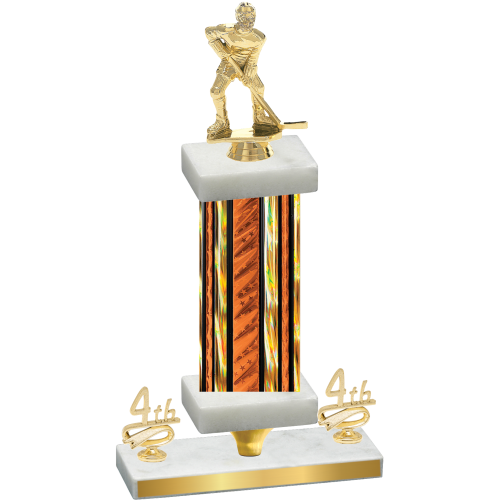 Premium Single Orange Glacier Fourth Place Hockey Trophy