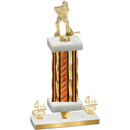 Premium Single Orange Glacier Fourth Place Hockey Trophy