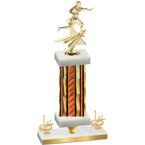 Premium Single Orange Glacier First Place Flag Football Trophy