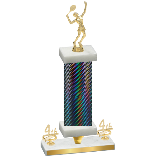 Premium Single Black Carbon Fiber Fourth Place Tennis Trophy