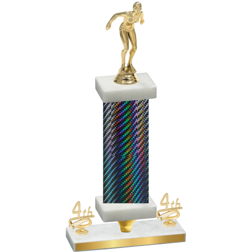 Premium Single Black Carbon Fiber Fourth Place Tennis Trophy