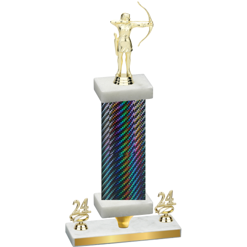 Premium Single Black Carbon Fiber Year Archery Trophy