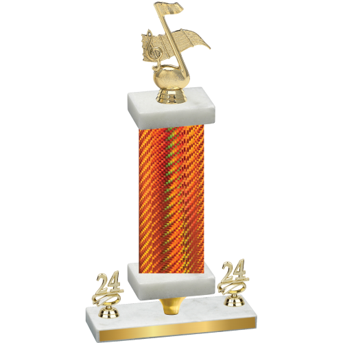 Premium Single Orange Carbon Fiber Year Music Trophy