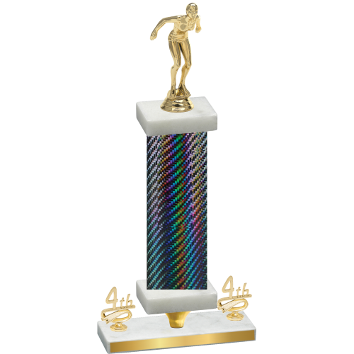 Premium Single Black Carbon Fiber Fourth Place Tennis Trophy