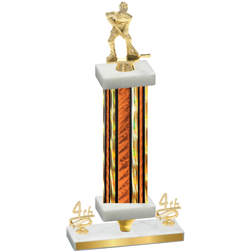 Premium Single Orange Glacier Fourth Place Hockey Trophy