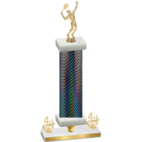 Premium Single Black Carbon Fiber Fourth Place Tennis Trophy