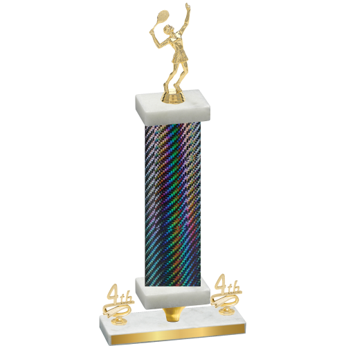 Premium Single Black Carbon Fiber Fourth Place Tennis Trophy
