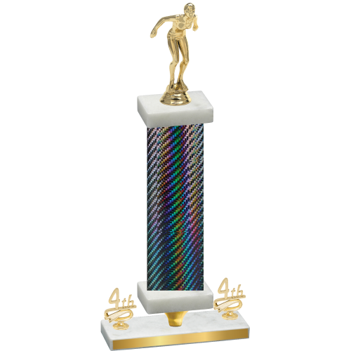Premium Single Black Carbon Fiber Fourth Place Tennis Trophy