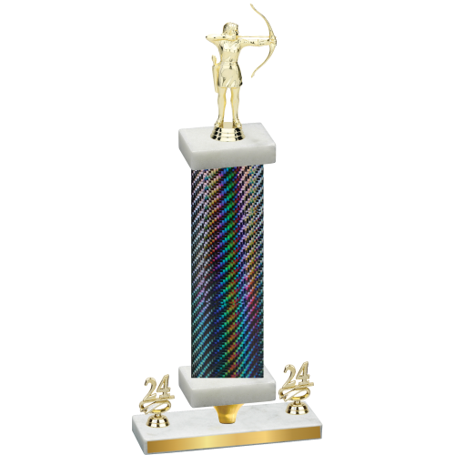 Premium Single Black Carbon Fiber Year Archery Trophy