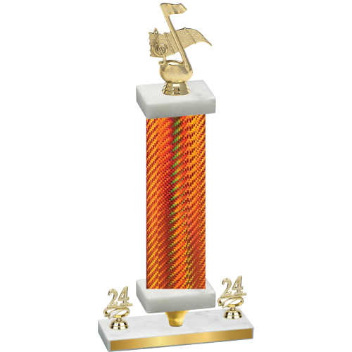 Premium Single Orange Carbon Fiber Year Music Trophy
