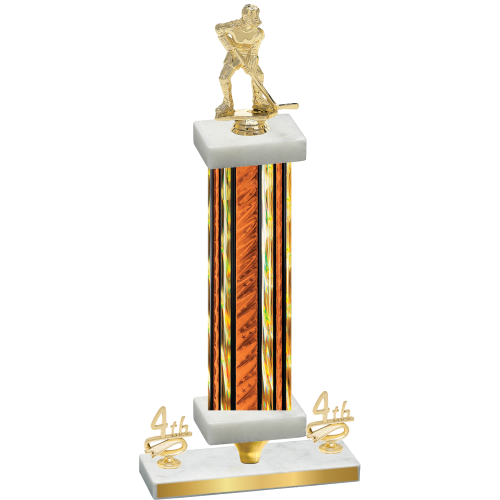 Premium Single Orange Glacier Fourth Place Hockey Trophy