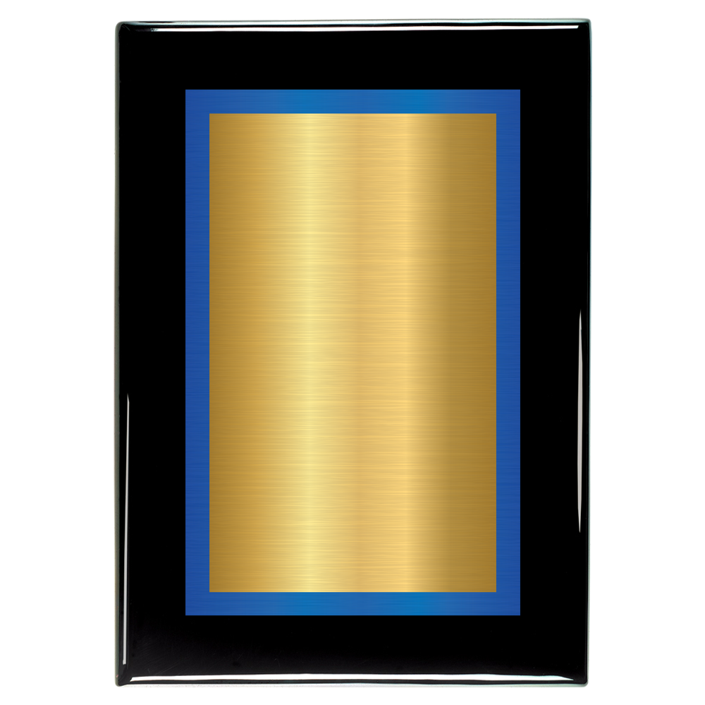 Black Piano Two-Toned Full Plate Plaque with Blue Background