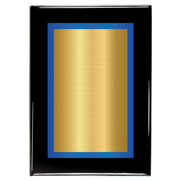 Black Piano Two-Toned Full Plate Plaque with Blue Background