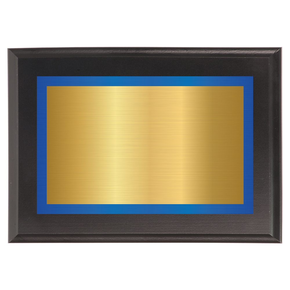 Black Two-Toned Full Plate Plaque with Blue Background