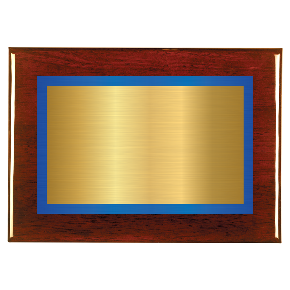 Rosewood Two-Toned Full Plate Plaque with Blue Background