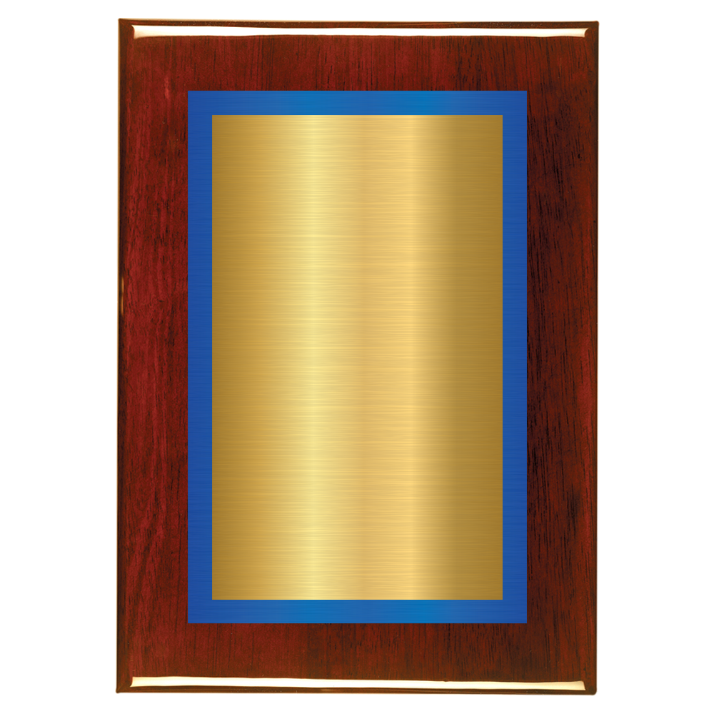 Rosewood Two-Toned Full Plate Plaque with Blue Background