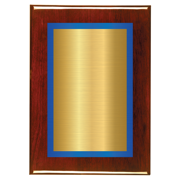 Rosewood Two-Toned Full Plate Plaque with Blue Background