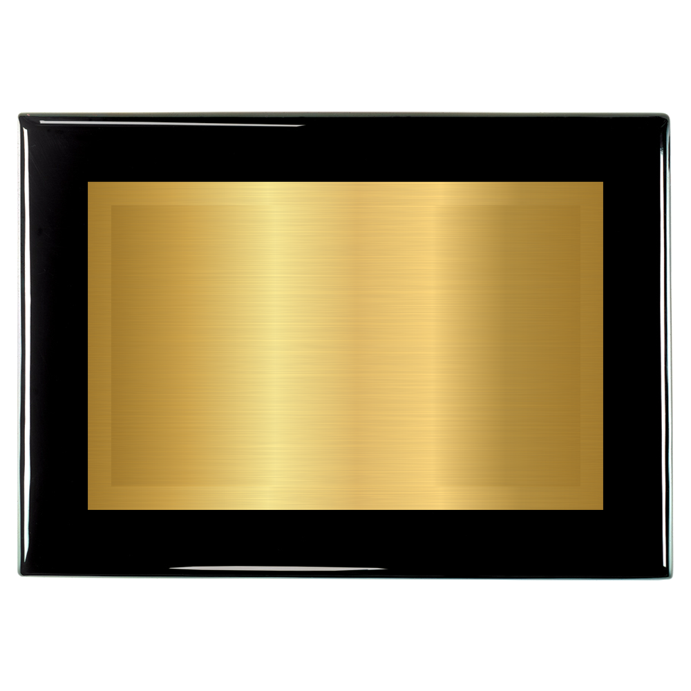 Black Piano Two-Toned Full Plate Plaque with Gold Background