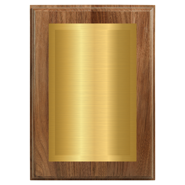 Genuine Walnut Two-Toned Full Plate Plaque with Gold Background
