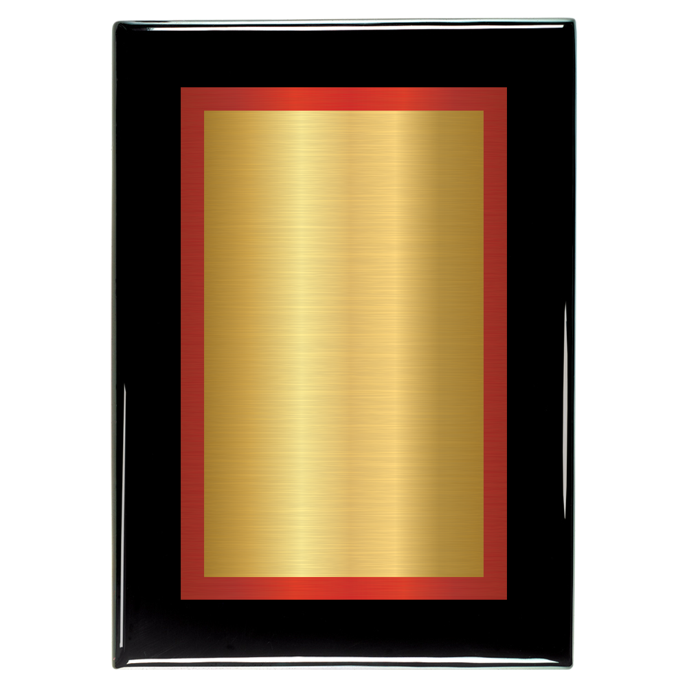 Black Piano Two-Toned Full Plate Plaque with Red Background