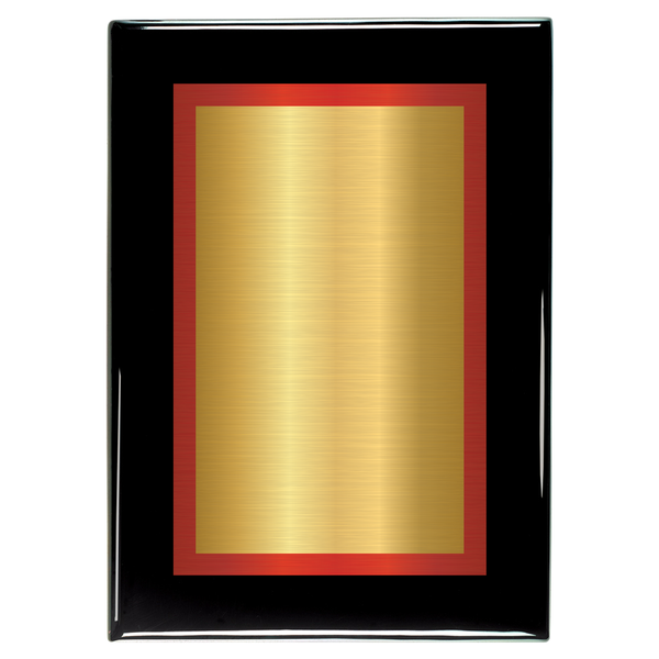 Black Piano Two-Toned Full Plate Plaque with Red Background