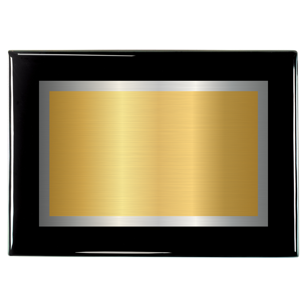 Black Piano Two-Toned Full Plate Plaque with Silver Background