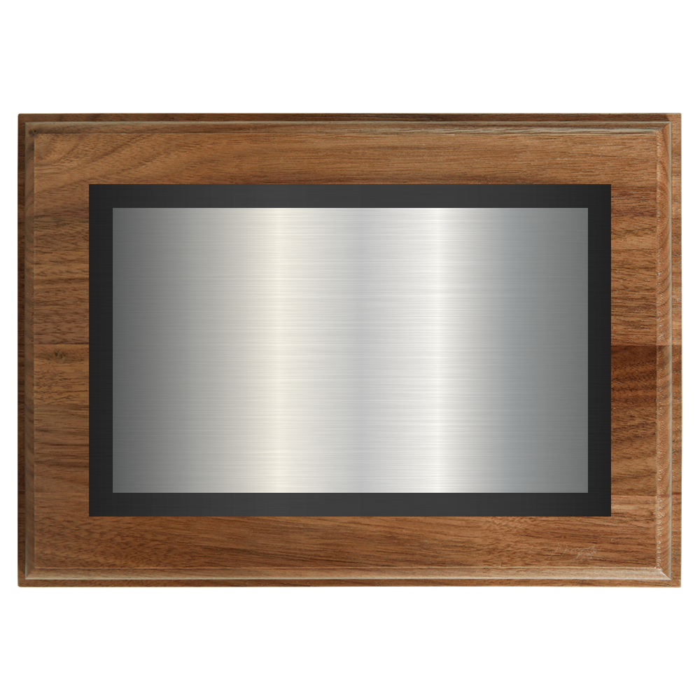 Genuine Walnut Two-Toned Full Plate Plaque with Black Background