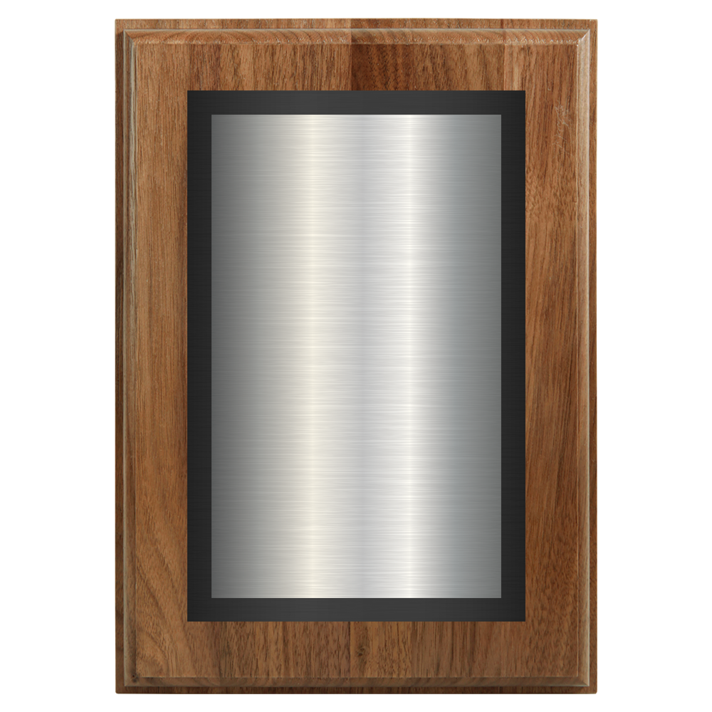 Genuine Walnut Two-Toned Full Plate Plaque with Black Background