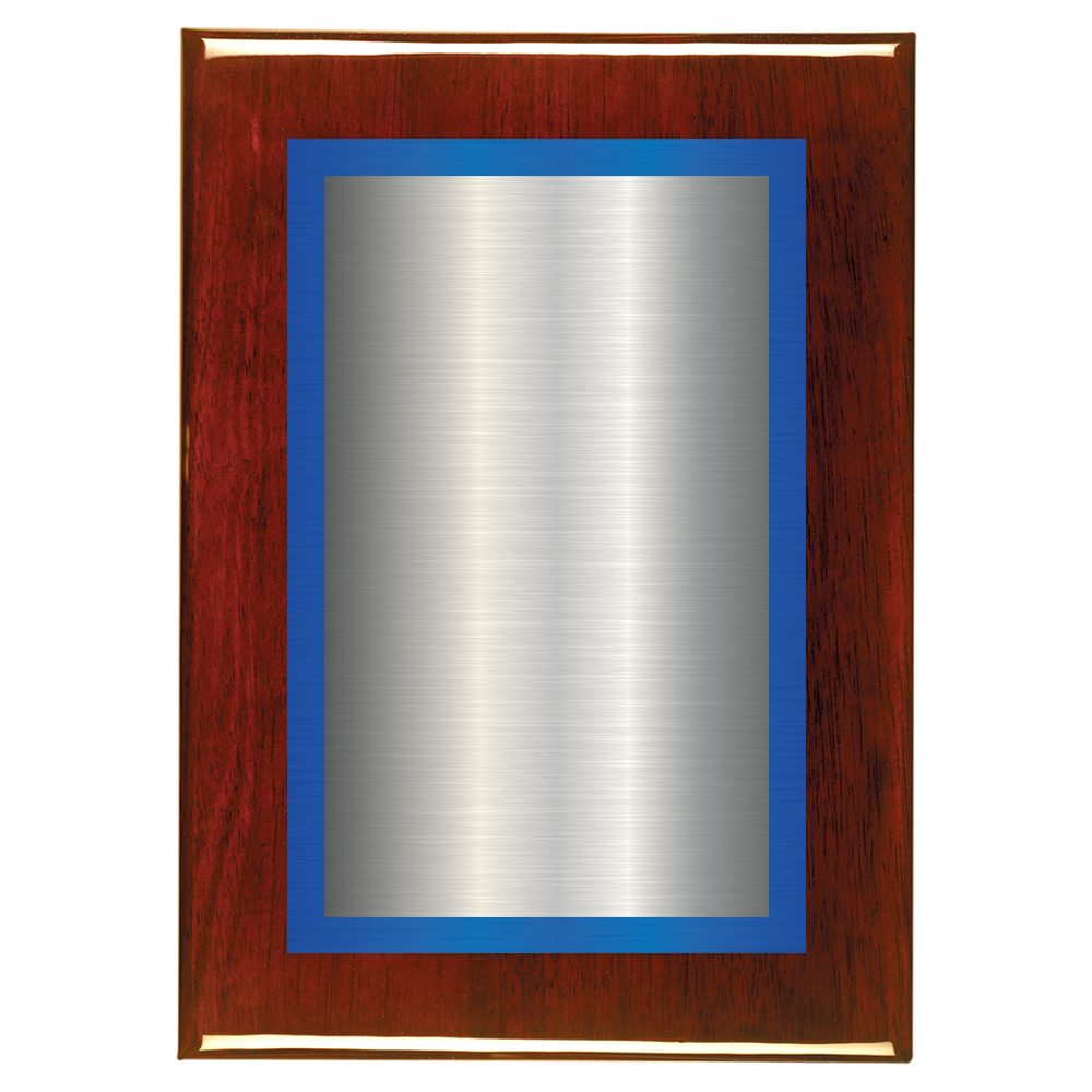 Rosewood Two-Toned Full Plate Plaque with Blue Background