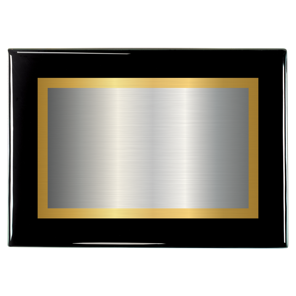 Black Piano Two-Toned Full Plate Plaque with Gold Background