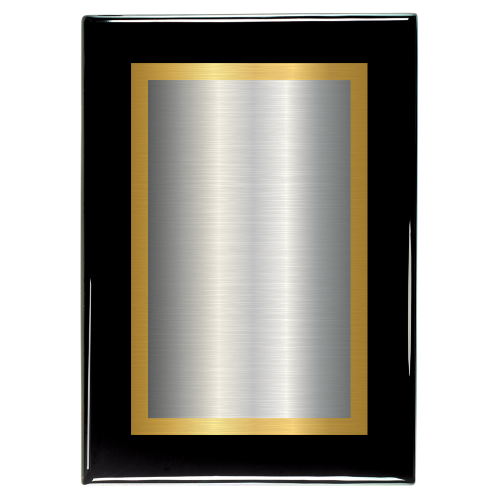 Black Piano Two-Toned Full Plate Plaque with Gold Background