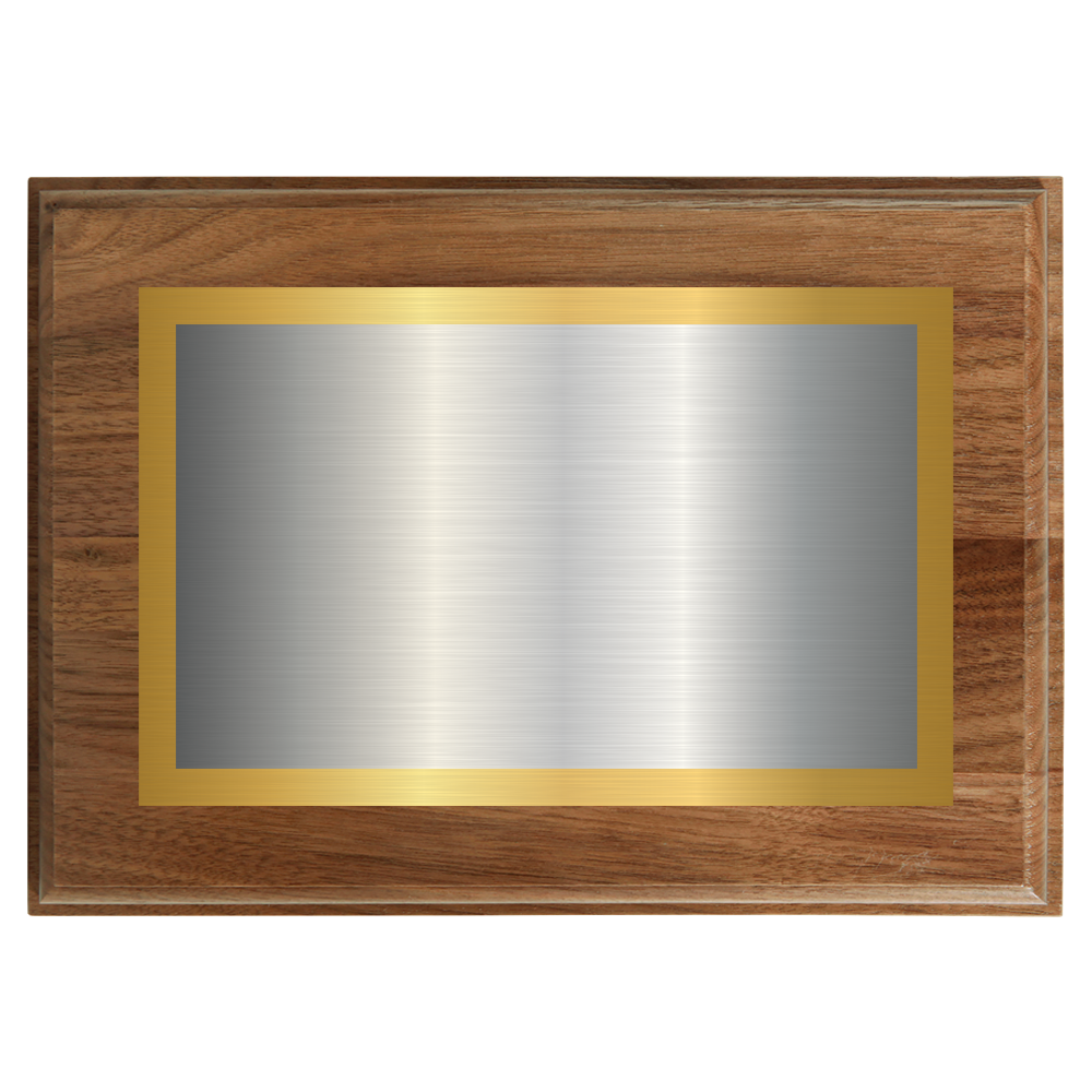 Genuine Walnut Two-Toned Full Plate Plaque with Gold Background