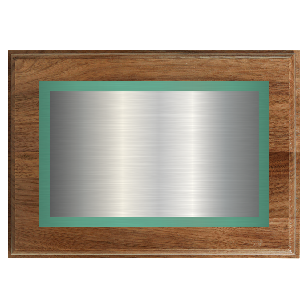 Genuine Walnut Two-Toned Full Plate Plaque with Green Background