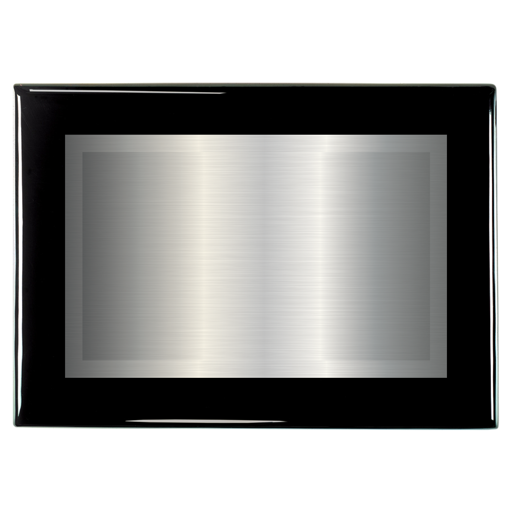 Black Piano Two-Toned Full Plate Plaque with Silver Background