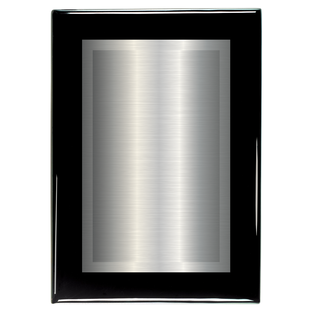 Black Piano Two-Toned Full Plate Plaque with Silver Background