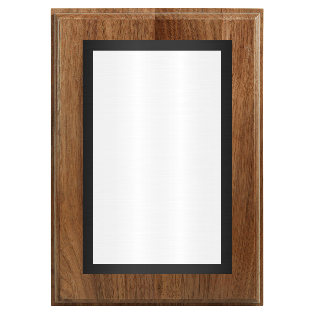 Genuine Walnut Two-Toned Full Plate Plaque with Black Background