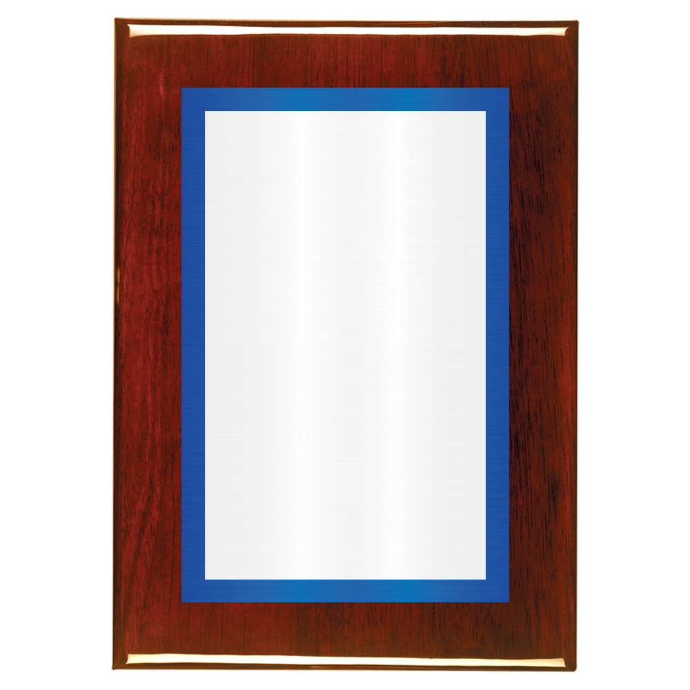 Rosewood Two-Toned Full Plate Plaque with Blue Background