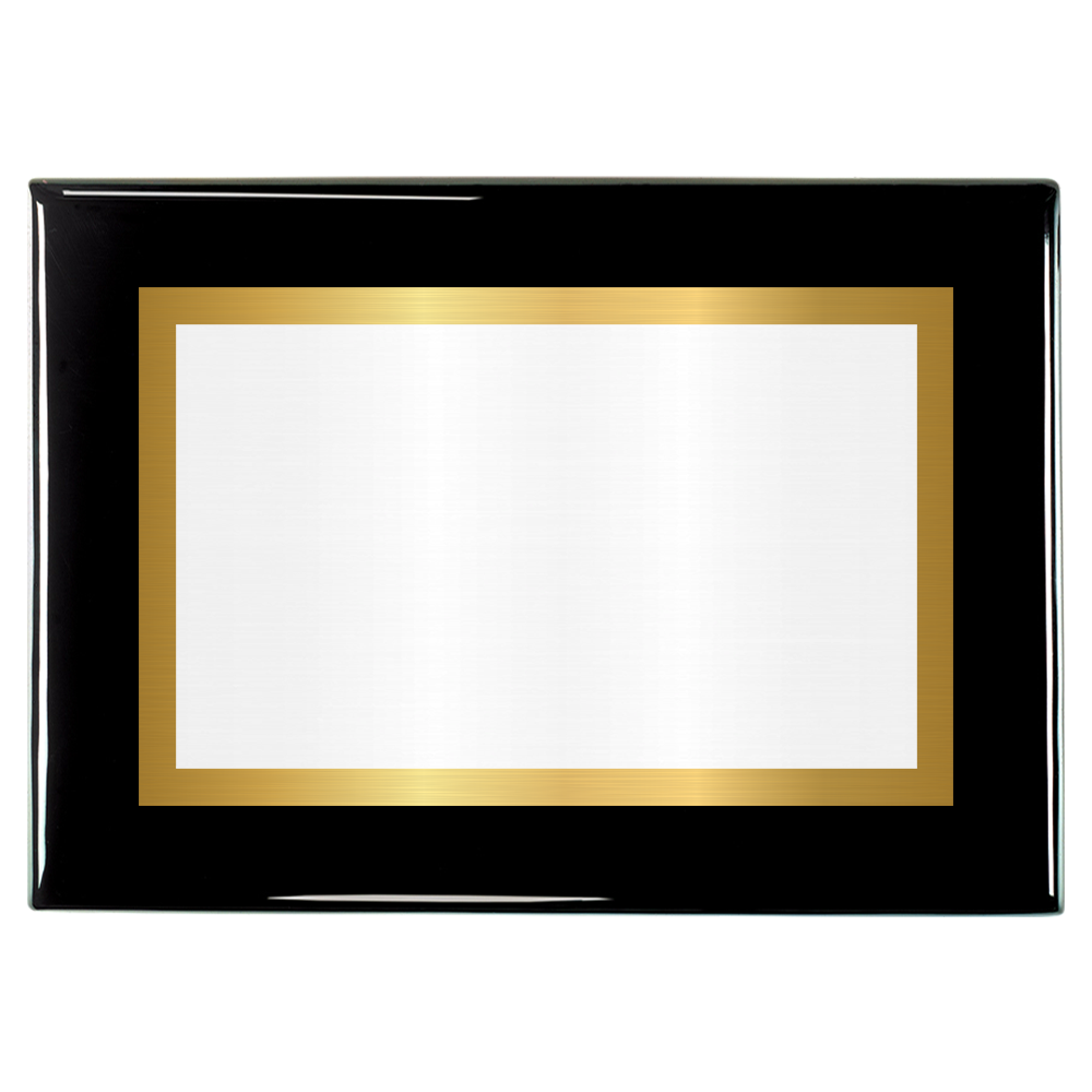 Black Piano Two-Toned Full Plate Plaque with Gold Background