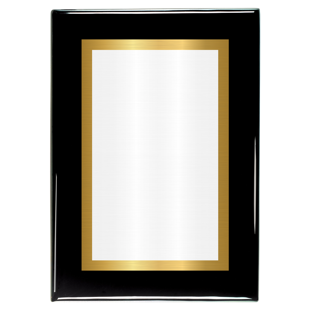 Black Piano Two-Toned Full Plate Plaque with Gold Background