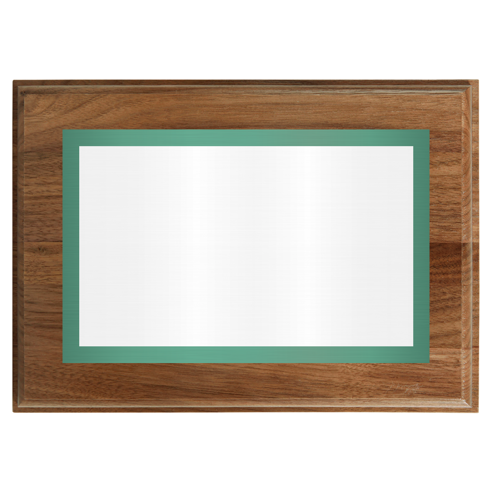 Genuine Walnut Two-Toned Full Plate Plaque with Green Background