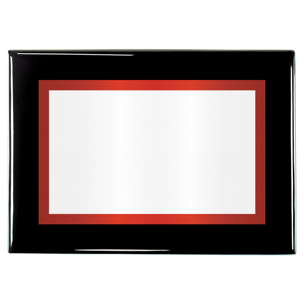 Black Piano Two-Toned Full Plate Plaque with Red Background