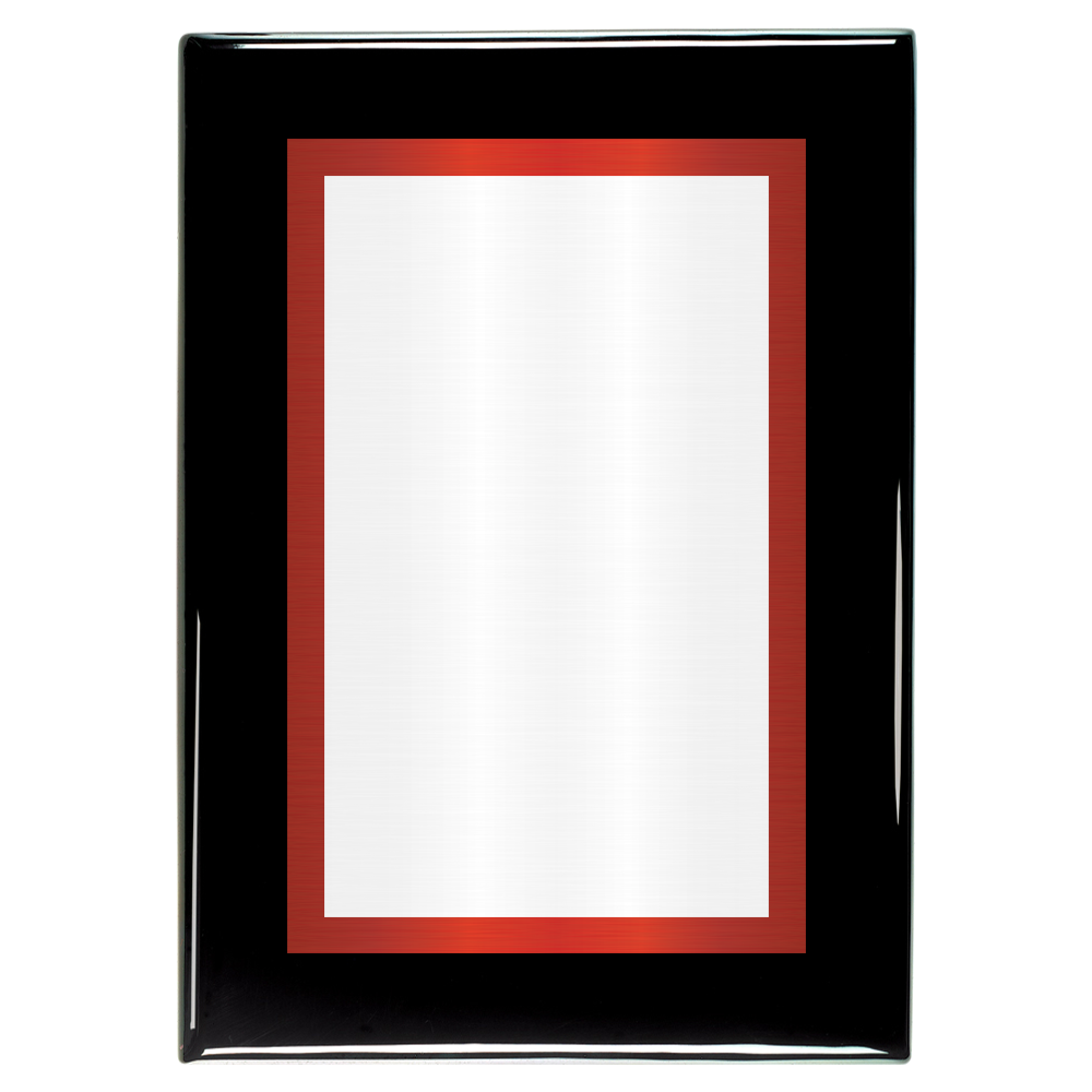 Black Piano Two-Toned Full Plate Plaque with Red Background