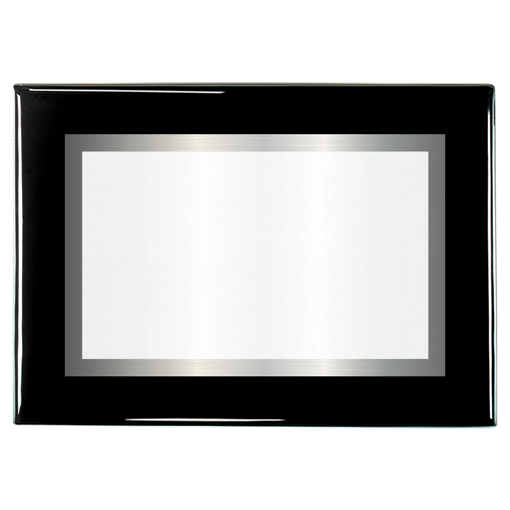 Black Piano Two-Toned Full Plate Plaque with Silver Background
