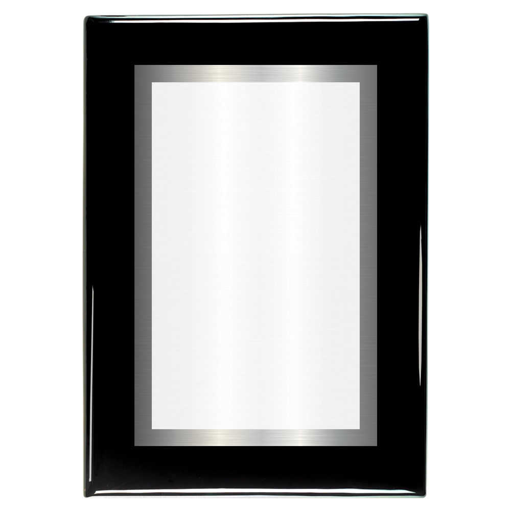 Black Piano Two-Toned Full Plate Plaque with Silver Background