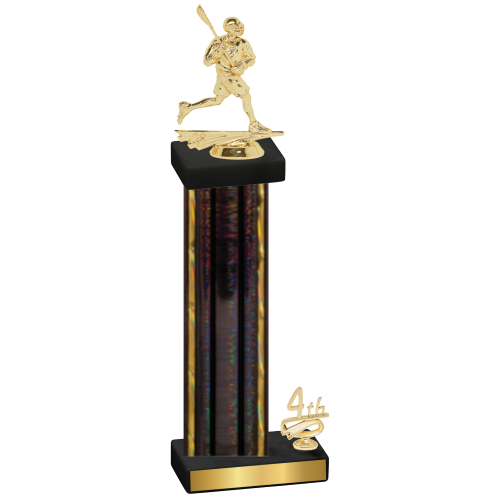 Accented Single Black Glacier Fourth Place Lacrosse Trophy